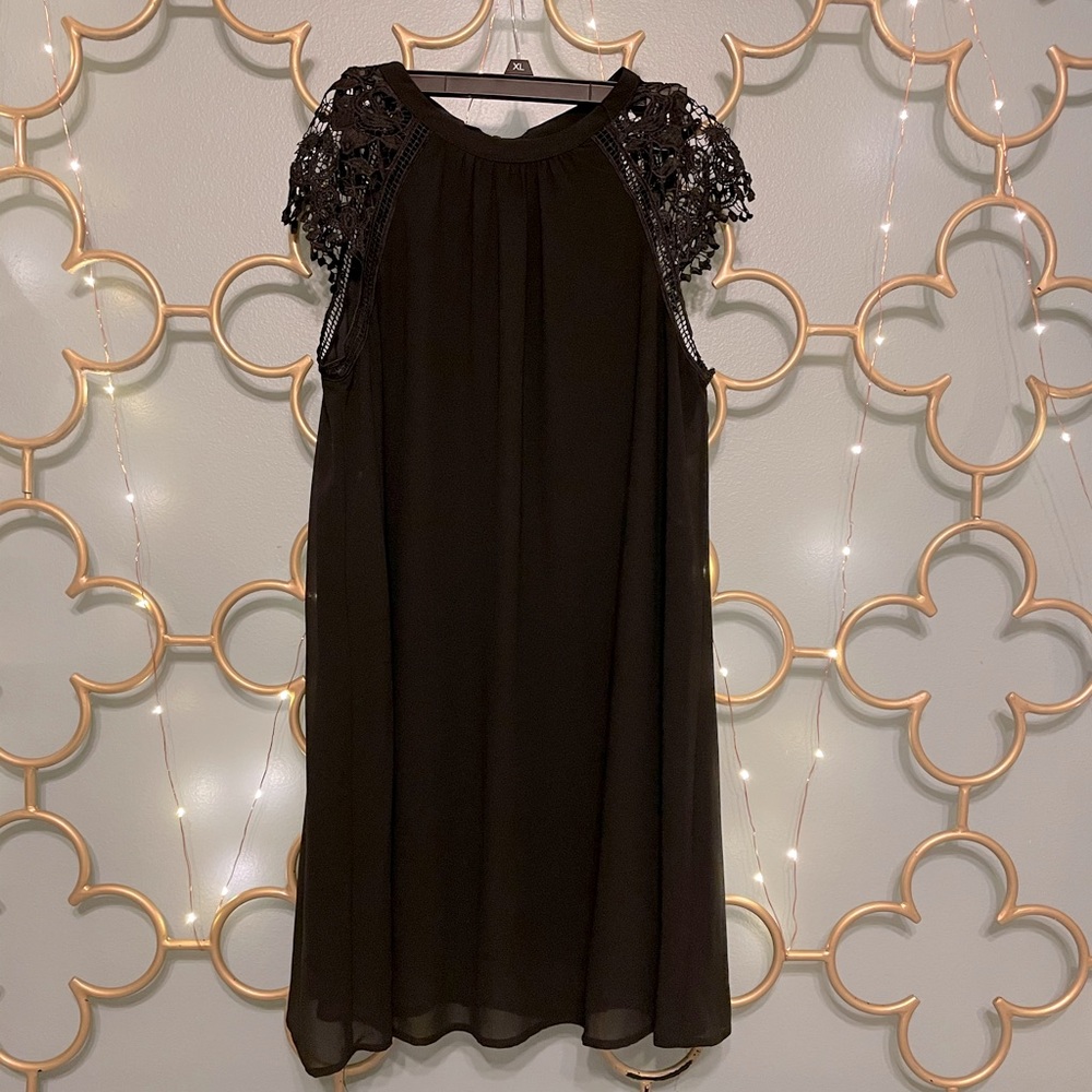 Cute Black Dress with lace cap sleeves